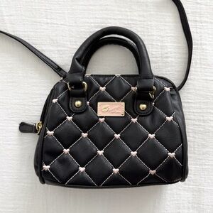 Y2K Luv Betsey by Betsey Johnson Black & Pink Heart Quilted Purse